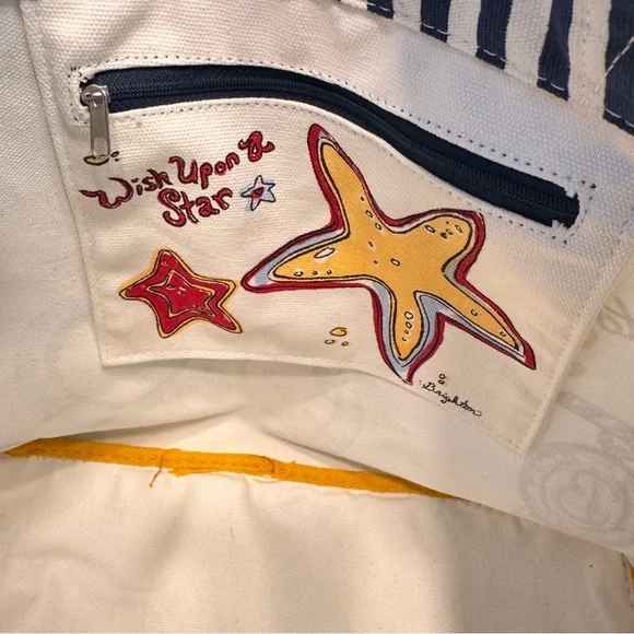 Brighton Boardwalk Wish Upon Star Nautical Anchor Yacht XL Canvas Beach Tote Y2K - Picture 11 of 14